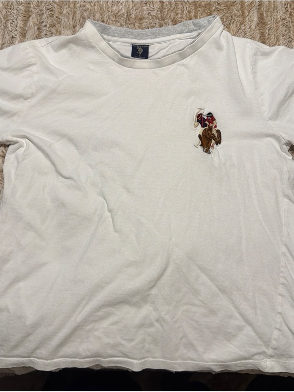 U.S. Polo Assn. White Short Sleeve Tee with Polo Rider Embroidery